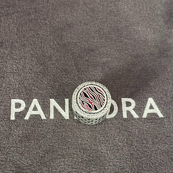 Pandora Pink Zebra Print String Charm - Picture 1 of 4